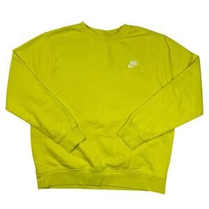 Neon Green Nike Sportswear Club Fleece Crewneck Men's Large
